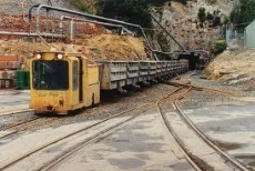 Electric Locomotive entering 7 Level Adit